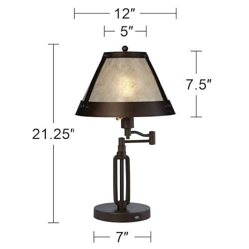 21 1 4" Bronze Brown Table Lamps Set of 2 Swing Arm with USB Charging Port (Bronze - Set of 2)