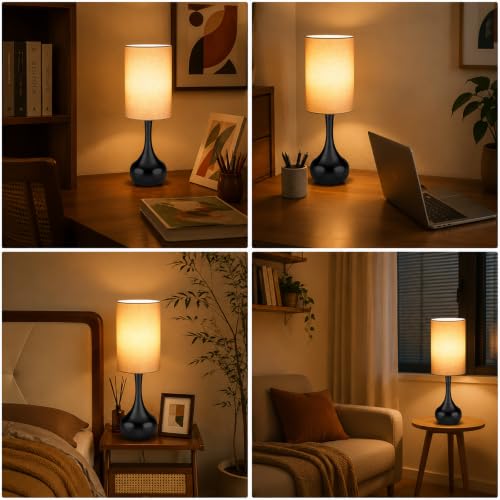 19" Mid Century Modern Droplet Table Lamp with Cylinder Shade