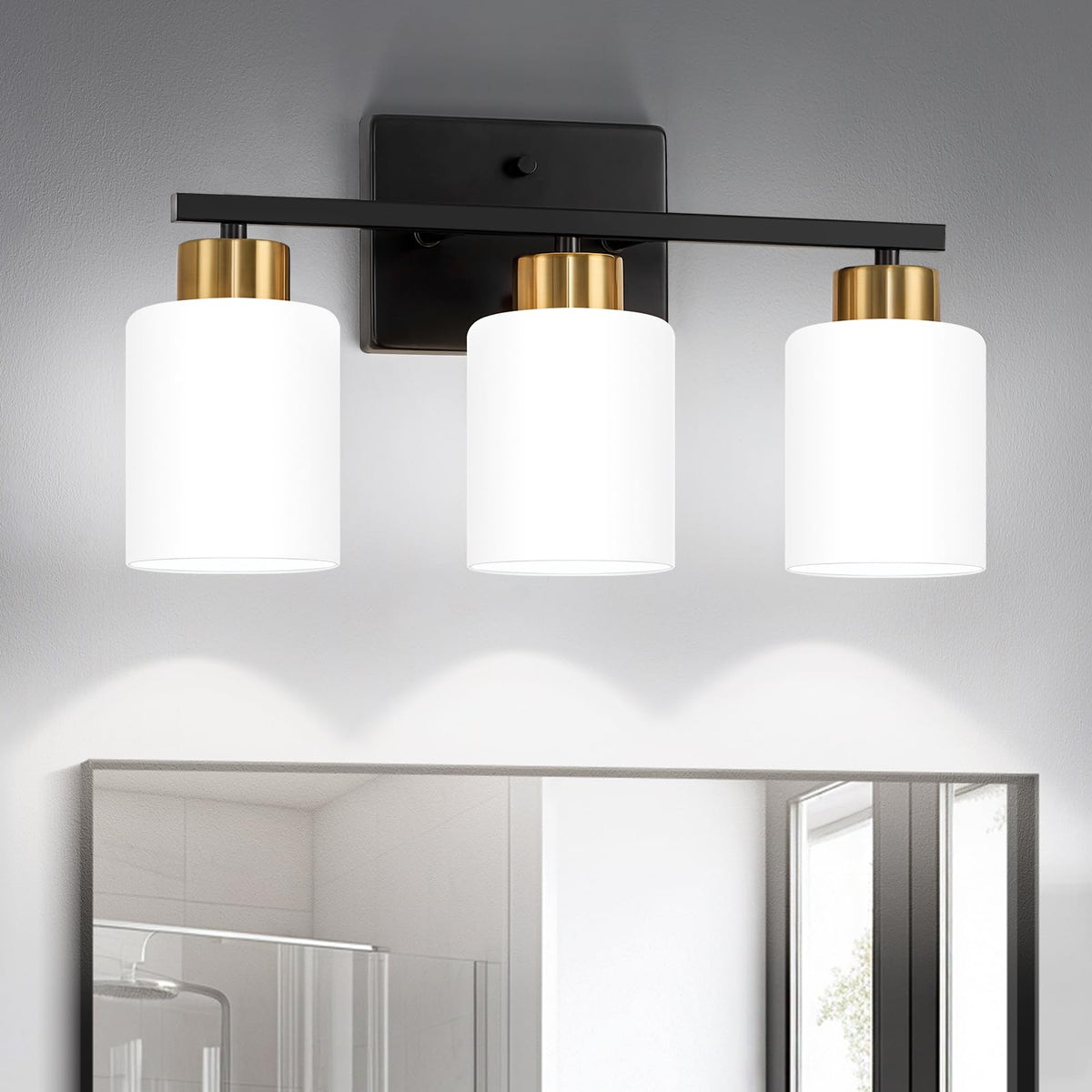 Black and Gold Bathroom Light Fixtures Vanity Lights Over Mirror (Black and Gold / 17.30 inch)
