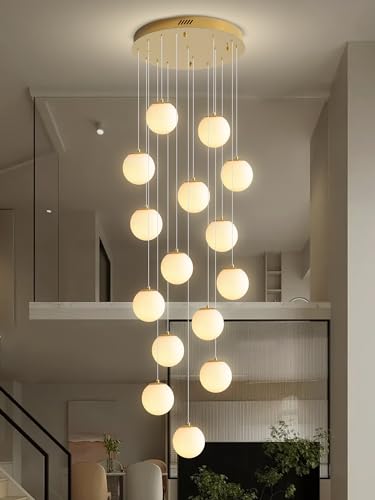 Modern Globe Chandelier Foyer Chandelier for Entryway 15 (Gold-White / Globe 15-Light)
