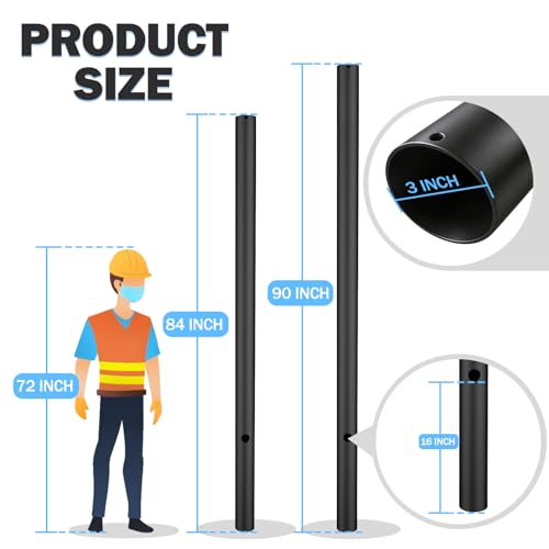 3" x 90" Black Outdoor Light Post Pole (90 Inch)