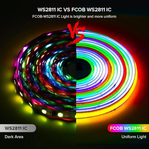 9.8FT WS2811 Smart IC RGB DC24V FCOB COB LED Strip Light (White PCB / 3.28FT)
