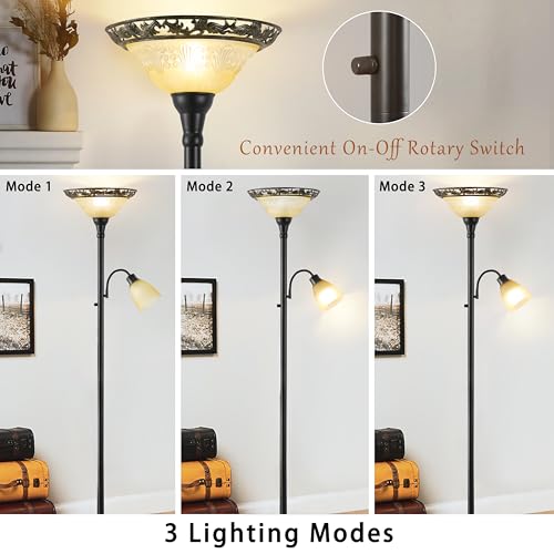 Torchiere Floor Lamps for Living Room (Black,Yellow)