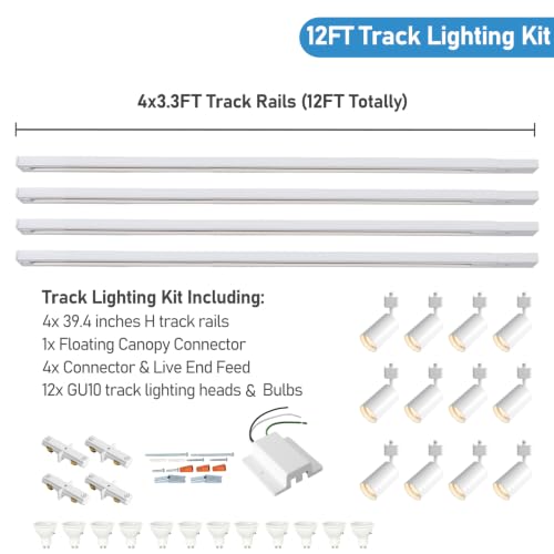 12FT LED Track Lighting Kit with 3 (White)