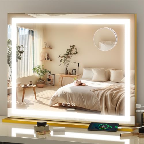 23" x 18" Vanity Mirror with Lights (Gold / 23"L x 18"W)