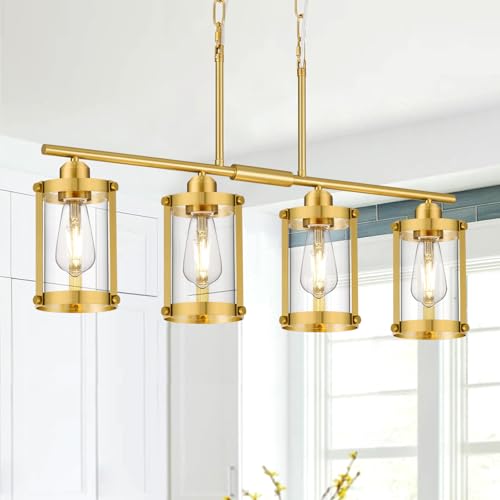 Brushed Gold 4 (Gold + Clear Glass / 4-Light, Linear)