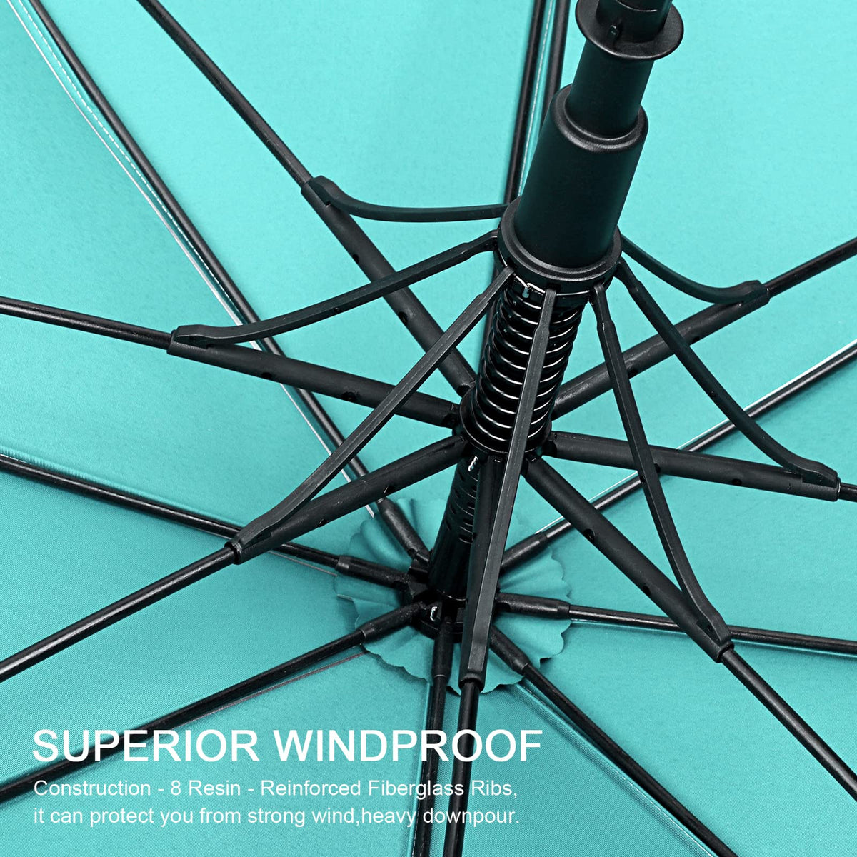 UV Golf Beach Umbrella 68”Auto Open Extra Large Sun Shade Umbrellas (Silver/Lake Blue)