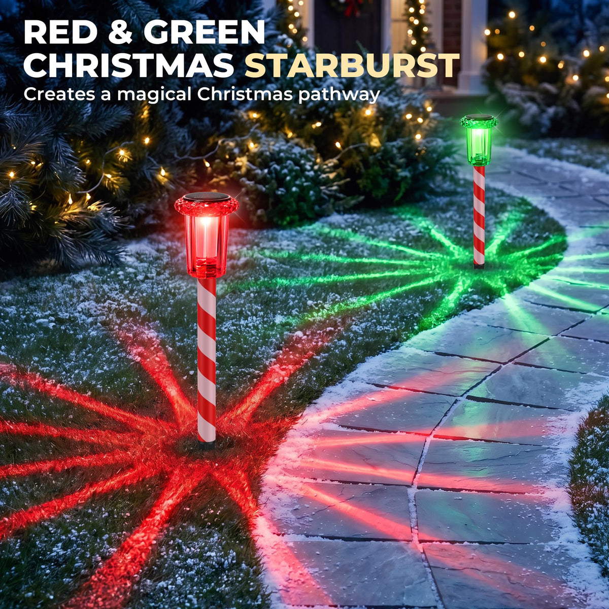 Solar Christmas Pathway Lights (Red Green)