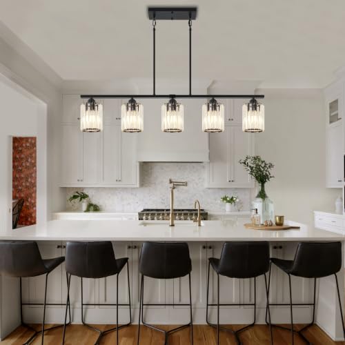Crystal Linear Chandelier Modern Dining Room Light Fixtures Over Table