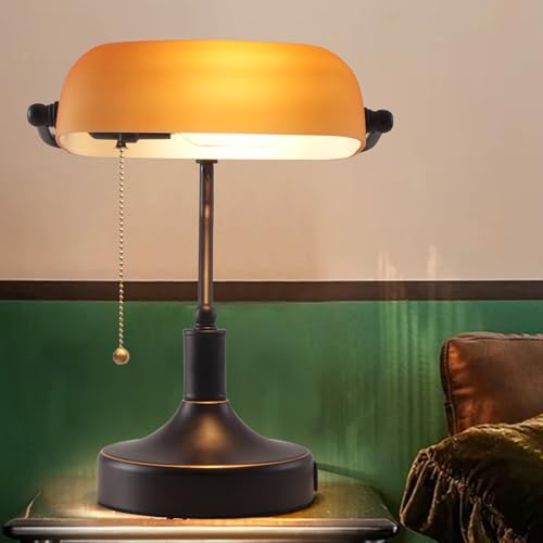 Vintage Bankers Desk Lamp with Pull Chain Switch