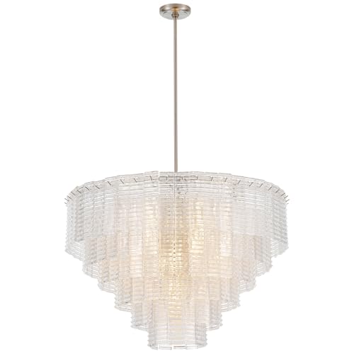 Dia 32.5 Inches Large Modern Unique Glass Chandelier Sand (Unique Clear Glass)