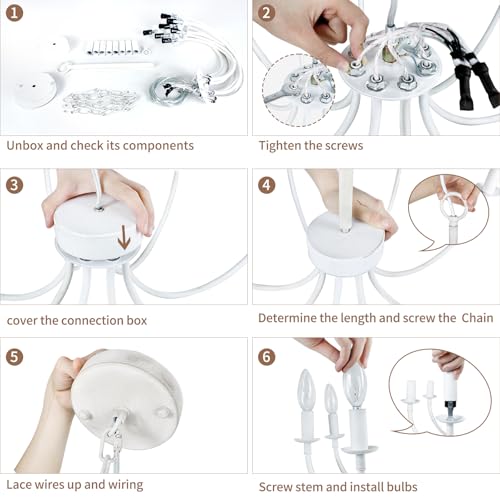 8 Light French Country Chandelier (White / 8 Light)