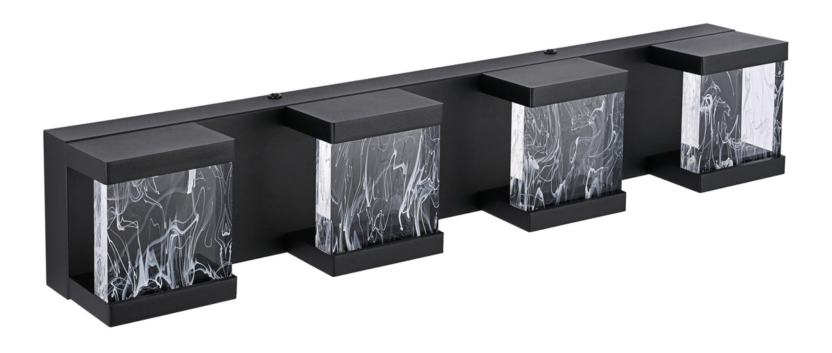 4 Lights LED Bathroom Vanity Light with Unique Smoke Acrylic Panel (Black / 4 Lights)