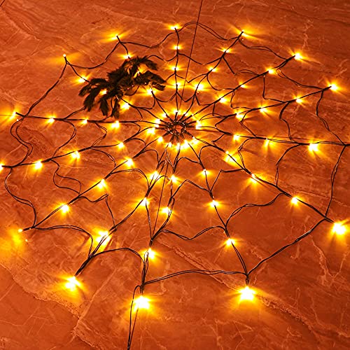 Halloween 80 LED Purple Spider Web Lights with Spider