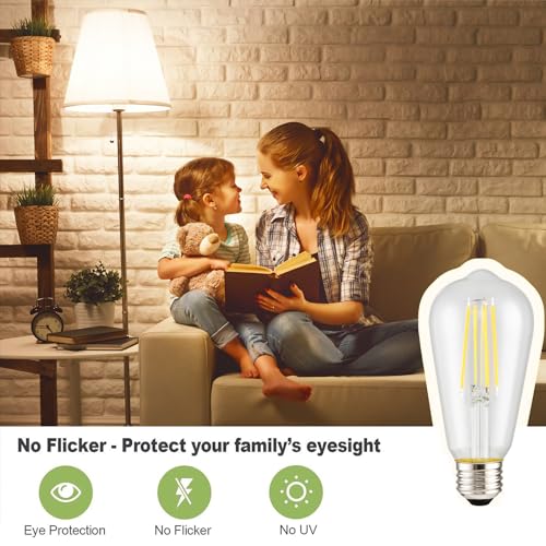 Vintage LED Edison Bulb (St58-clear Glass 4000k / 6 Count (Pack of 1))