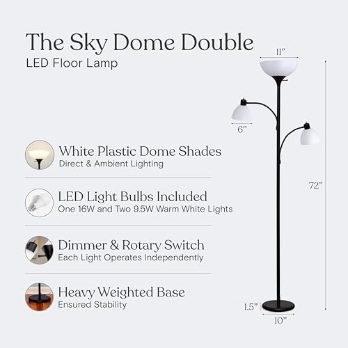 Sky Dome Double LED Floor Lamp (Jet Black)