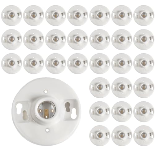 30 Pcs Light Socket E26 Porcelain Keyless Ceiling Bulb Fixture (Porcelain)