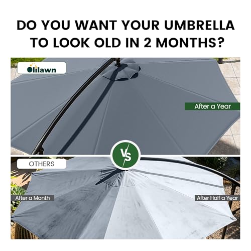 10FT Cantilever Offset Outdoor Patio Umbrella with Base Included (Charcoal / 10FT w/ BASE)