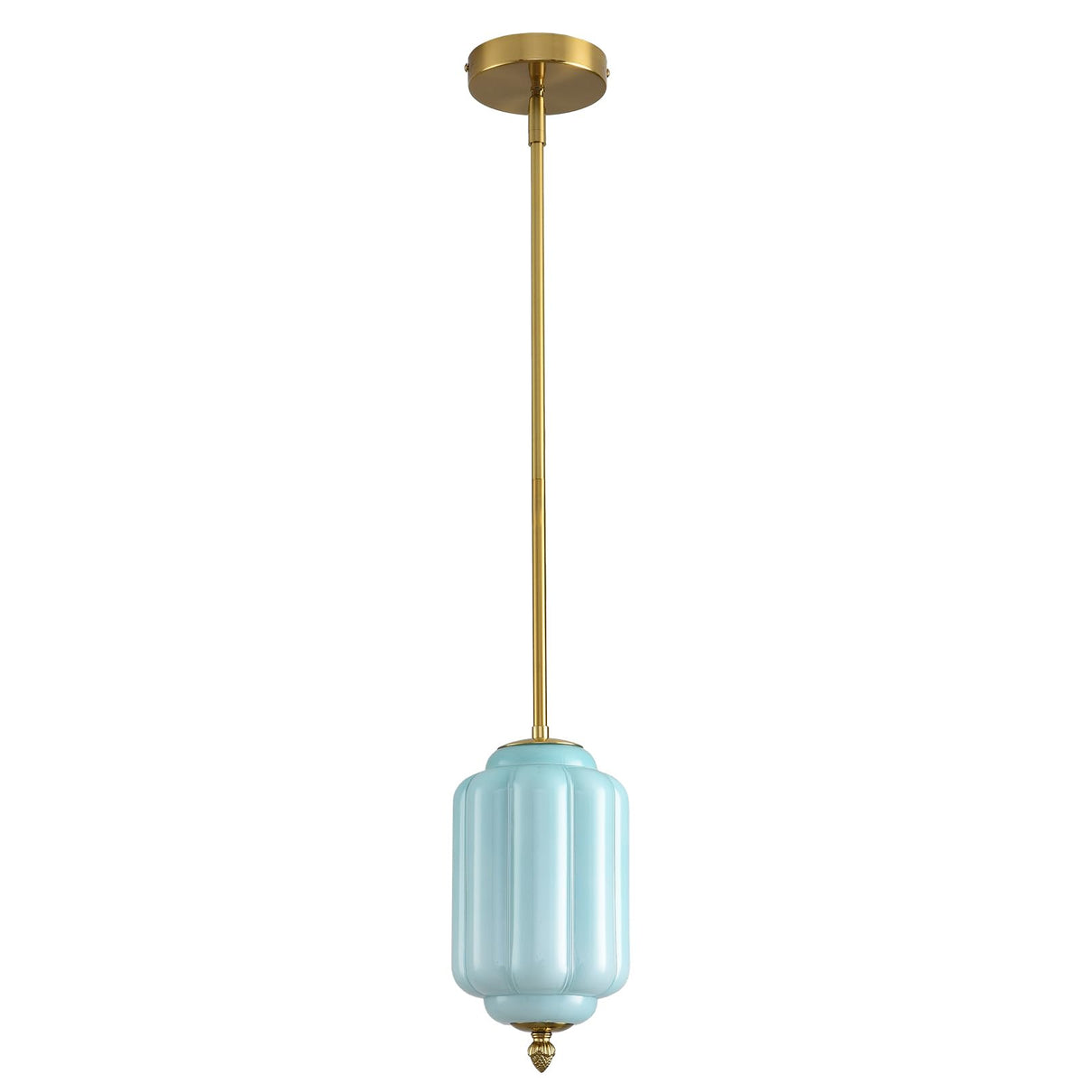 Vintage Blue Glass Pendant Lights 1 Pack 5.5 Inch Mid Century Brass Hanging Ceiling Light (Blue-1 Pack / 5.5 Inch)