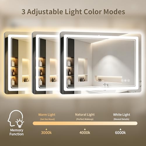 30"x40" LED Bathroom Mirror with Lights (40"L x 30"W)