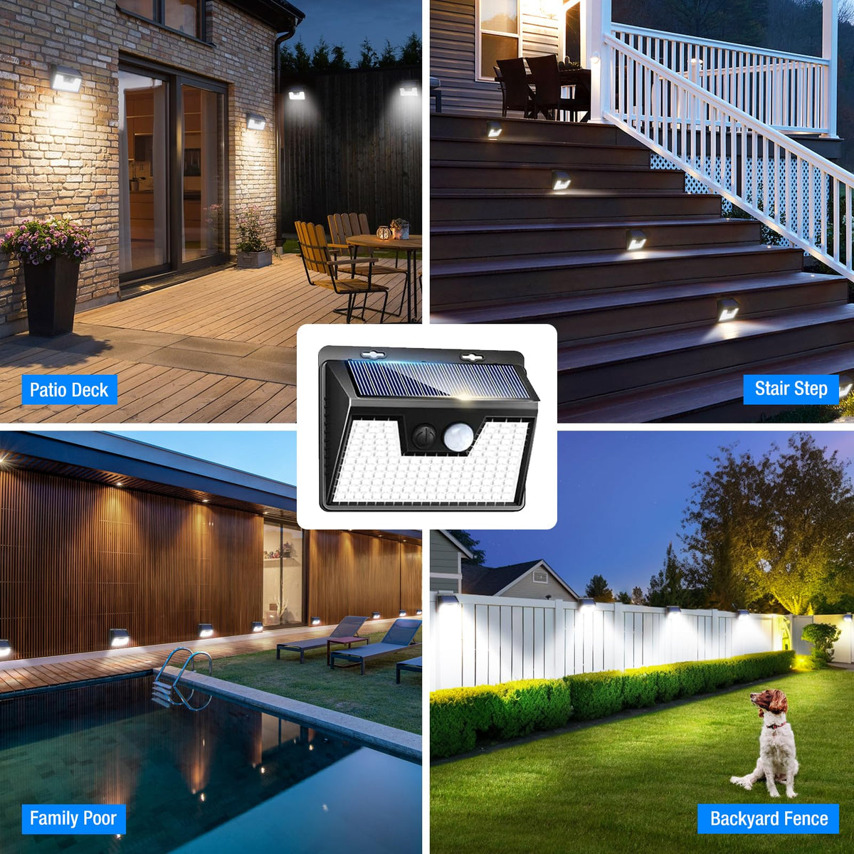 18 Pack 140 LED Solar Lights (18 Pack / Black Frame)