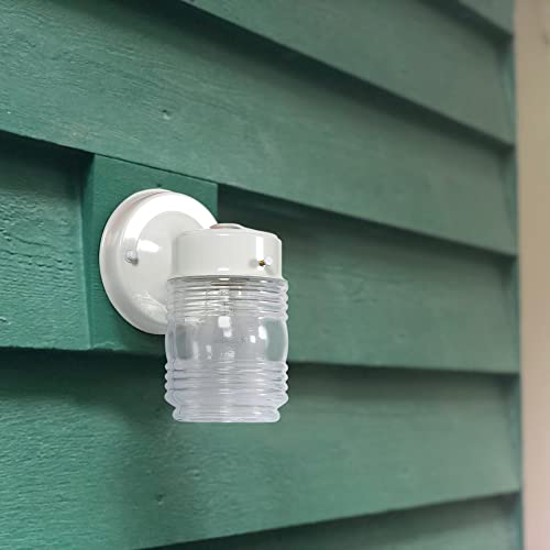 Jelly Jar 1 Light Outdoor Wall Lantern (Clear Ribbed Glass / Farmhouse)