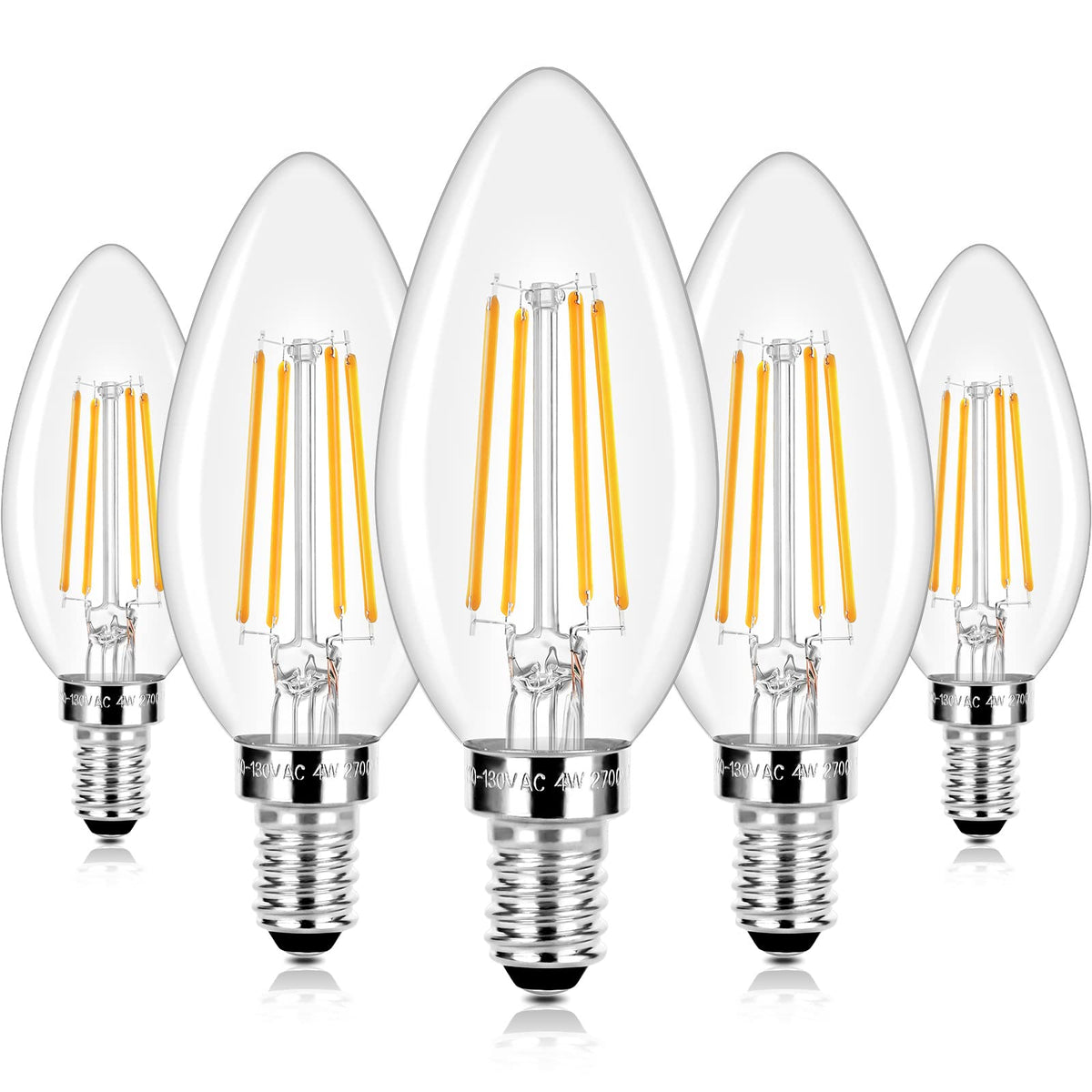E12 LED Candelabra Bulbs 40 Watt Equivalent (Warm White 2700k / 40w 5 Count (Pack of 1))