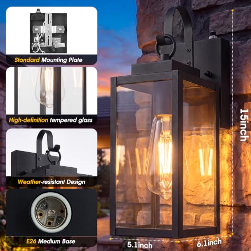 15" Dusk to Dawn Porch Light (15'' 1 PACK / Black)