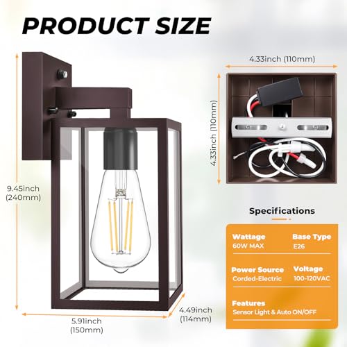 Plastic Dusk to Dawn Outdoor Wall Sconce Dark Chocolate 4 (Dark Chocolate)