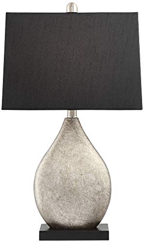 Hurst 25" High Table Lamps Set of 2 Silver Black Shade Droplet Art Deco