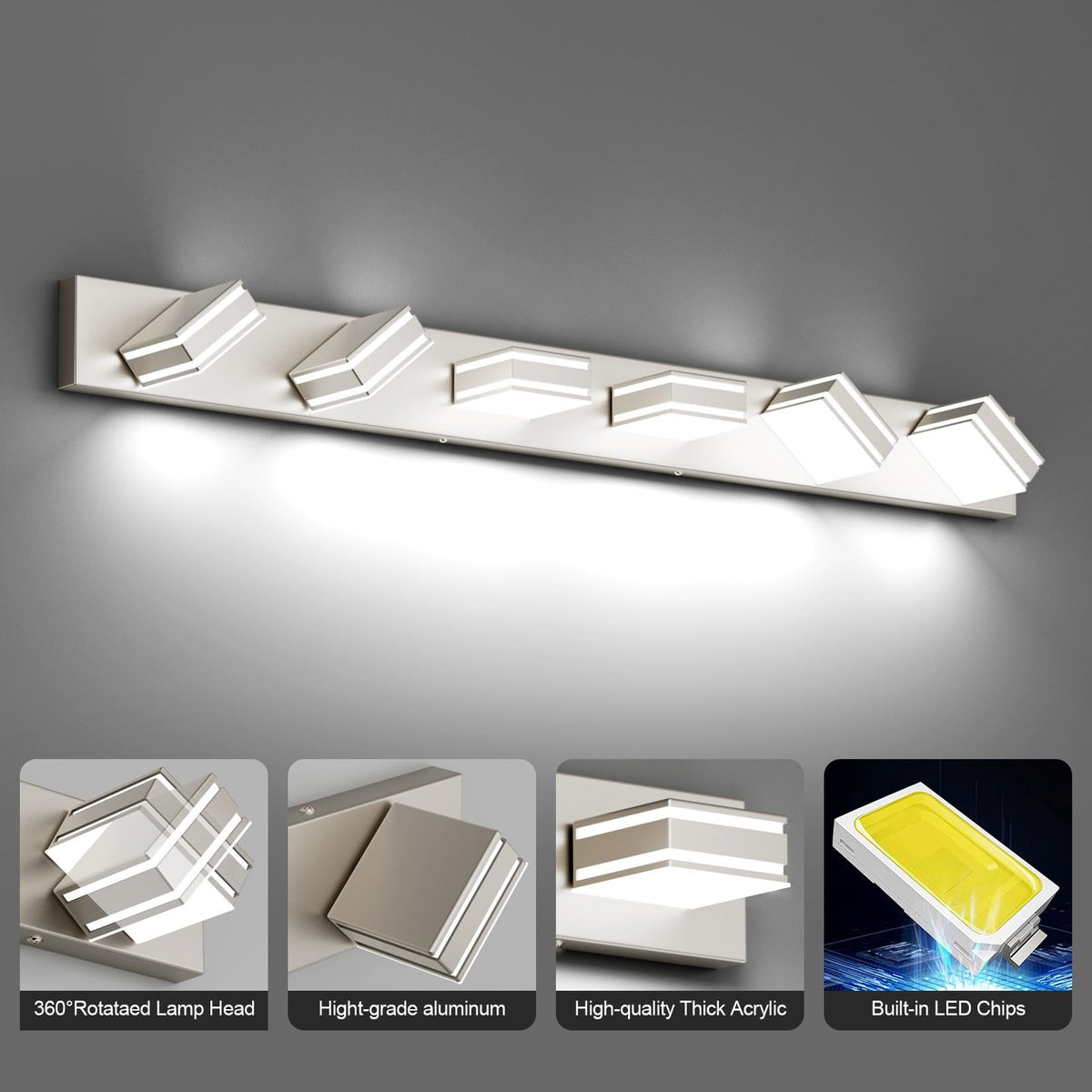 48inch Brushed Nickel Bathroom Vanity Light 6 (Brushed Nickel / 48 inch)