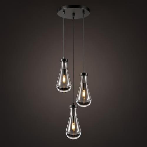 Raindrop Pendant Light Fixtures of 3 Lights (Black / 3 Head)