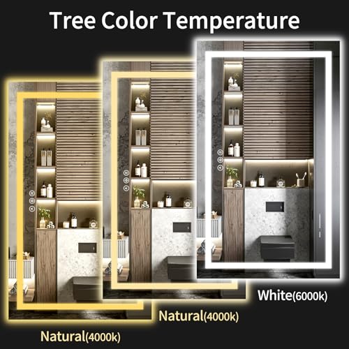 LED Bathroom Mirrors 28"x60" Bathroom Mirror with Lights for Wall (60"L x 28"W)
