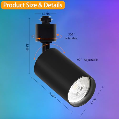 Plug in H Type LED Track Lighting Heads Dimmable GU10 Spotlights (Black RGB)