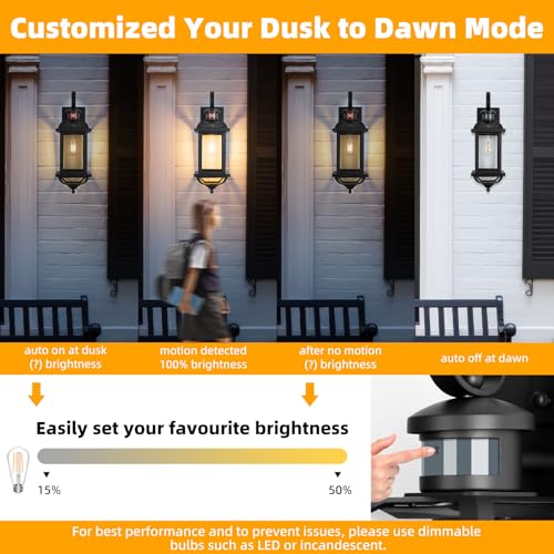 Motion Sensor Porch Lights Dusk to Dawn 19 Inch Large (Modern Matte Black / Motion Sensor)