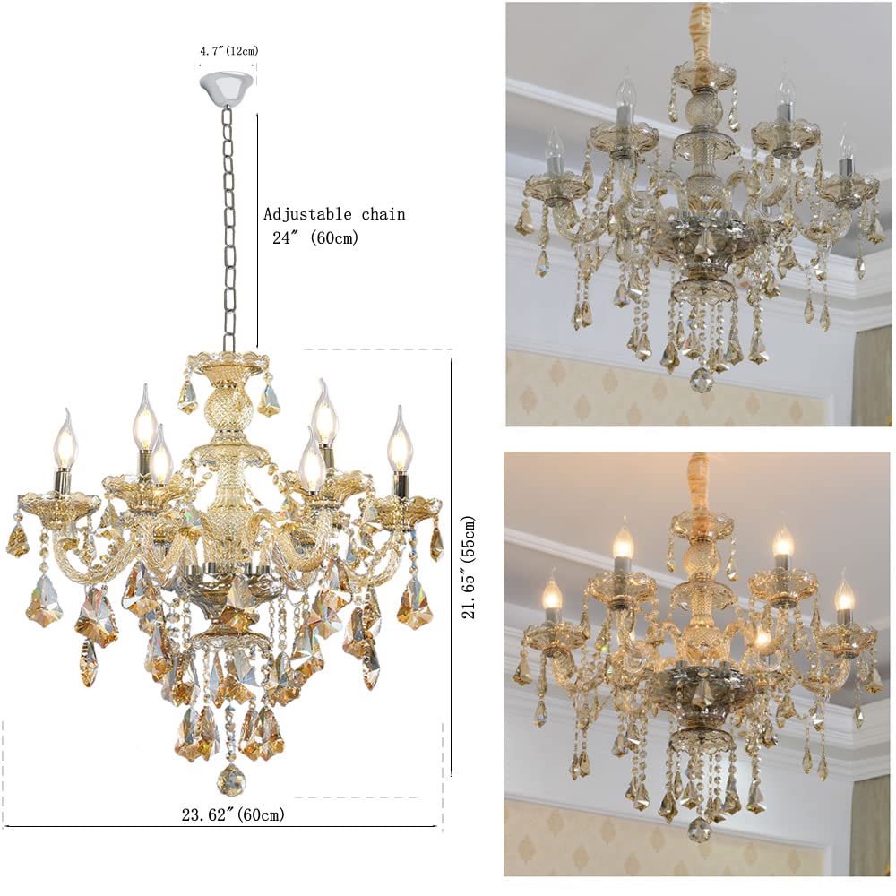 Modern K9 Crystal Chandelier Cognac 6 Lights (6 Lights)