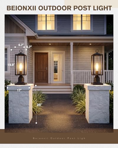 20In Outdoor Post Light (Black(No Sensor) / 20 in)