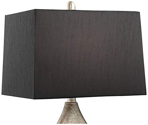 Hurst 25" High Table Lamps Set of 2 Silver Black Shade Droplet Art Deco