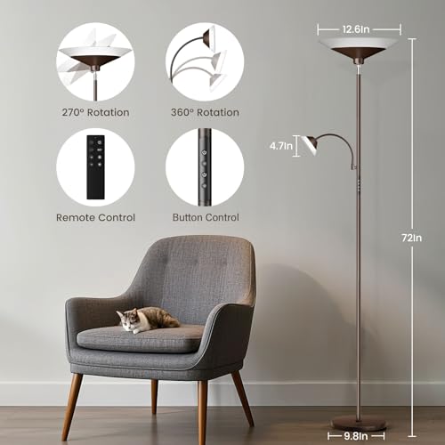 Brown Torchiere LED Floor Lamp (Brown)
