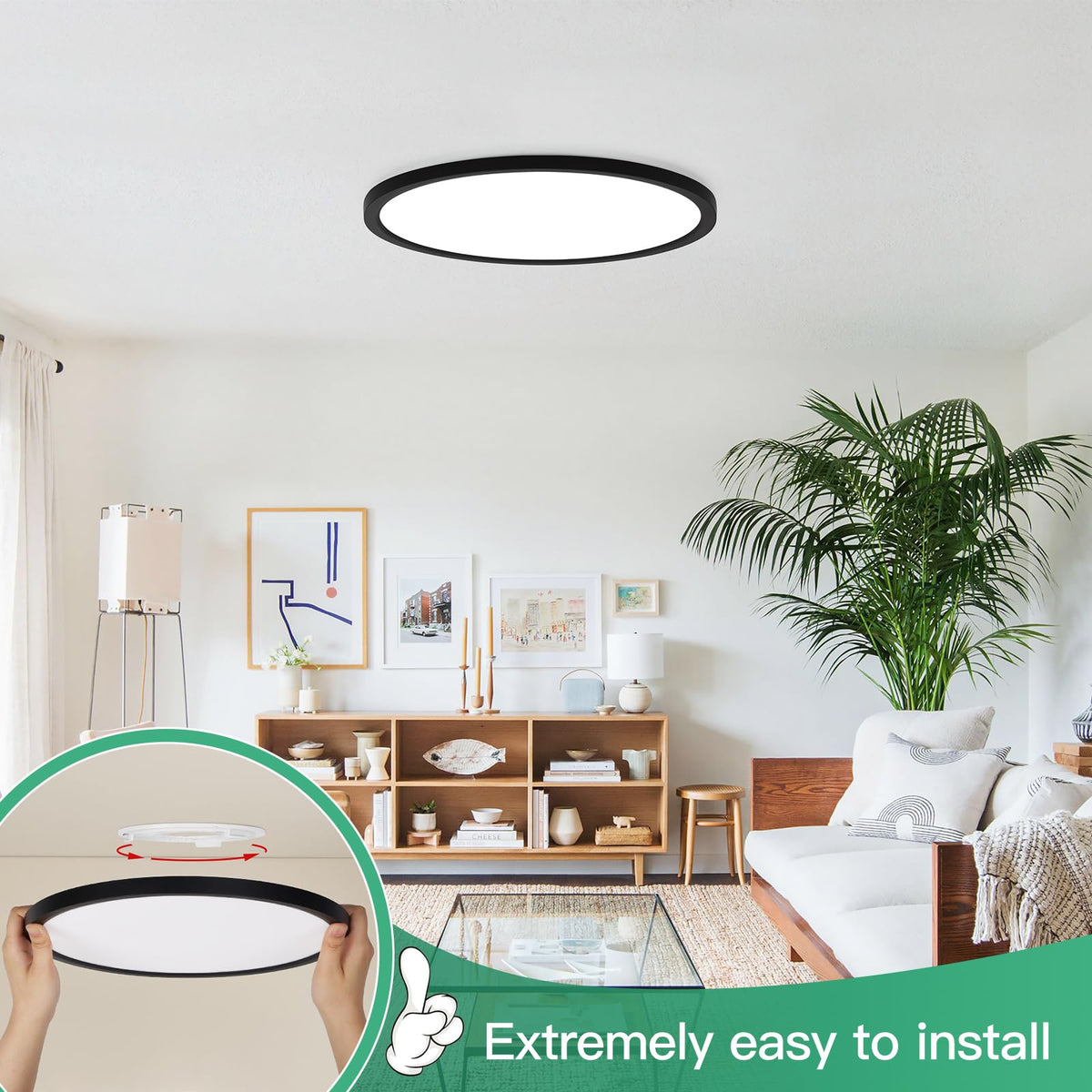12 Inch LED Flush Mount Ceiling Light Fixture (5CCT-Black / 12 Inch-6 Packs)