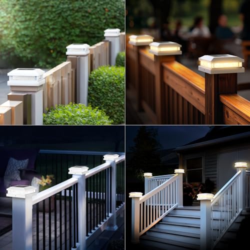 4x4 5x5 Solar Post Cap Lights Outdoor 6 (White / 6 Pack)