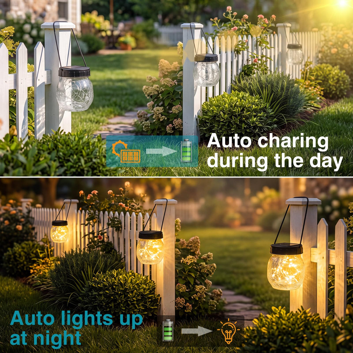 Solar Lanterns Outdoor Waterproof 2 Pack (Warm White / 2 Pack)