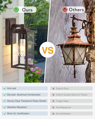 2 Pack Outdoor Light Fixture (Oil-Rubbed Bronze / No Sensor 2 PACK)