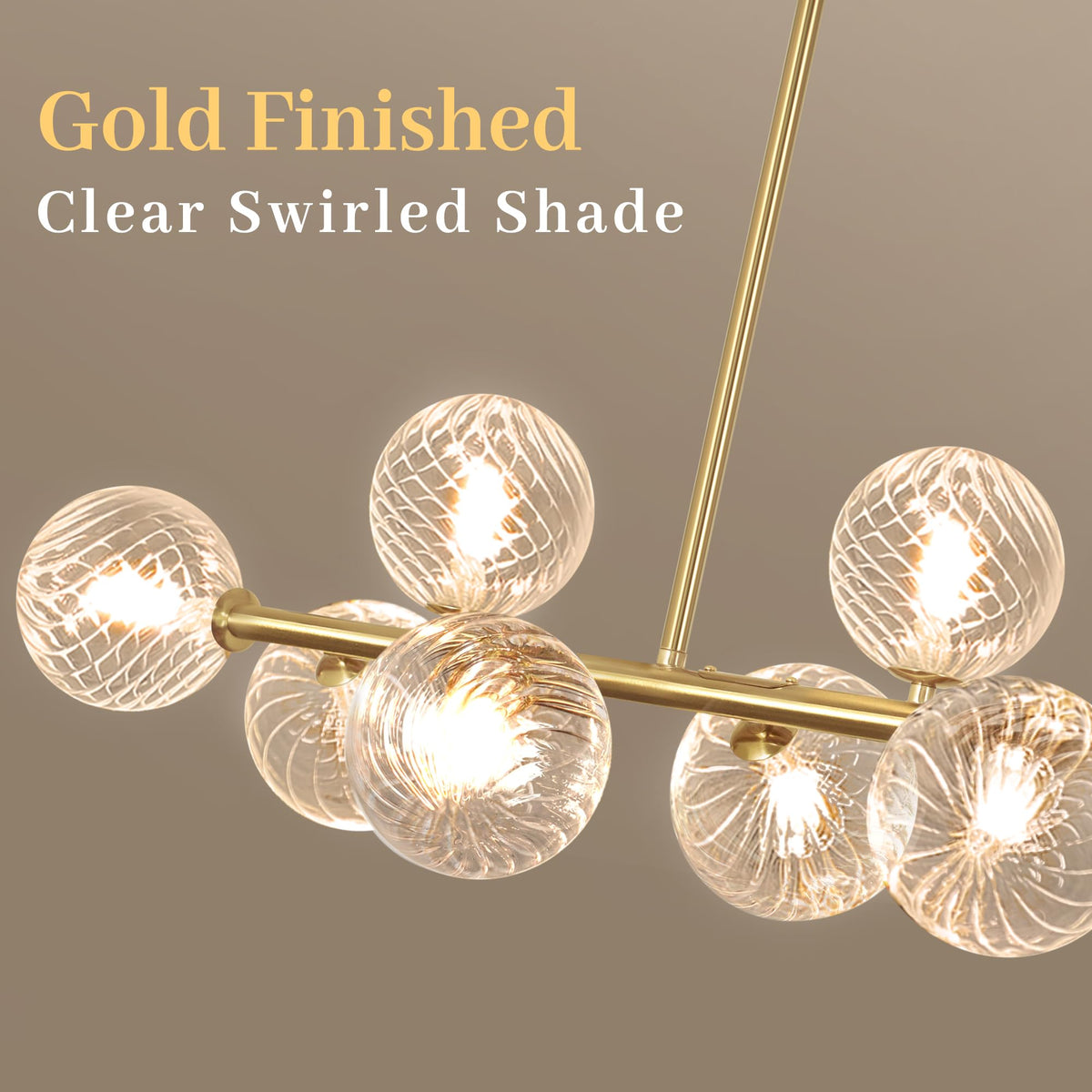 Modern 8 Light Linear Chandelier Gold Sputnik Dining Room Light Fixture (Gold and Clear / 8 Light)