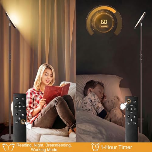 Floor Lamp Upgraded 40W 4000LM Super Bright Torchiere LED Floor Lamps for Living Room (40W Brown)
