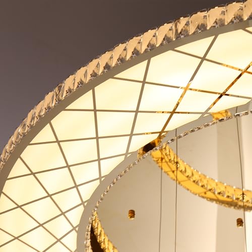 48 inch Large Size Glam Chandelier Crystal Ceiling Light for Living Room Chandeliers Lighting Fixtures with Remote Dimmable LED Light (48 inch / Gold)