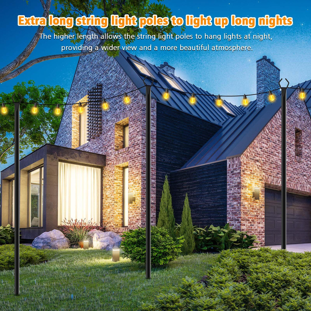 4 Pack String Light Poles (4 Pack 10FT)