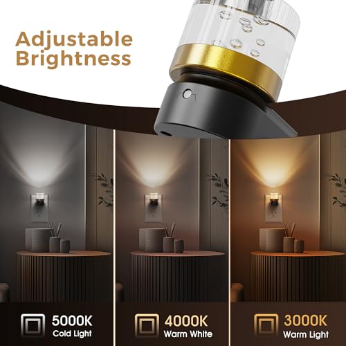 Night Lights Plug into Wall (Black(3CCT)-bubble / 2 Pack)