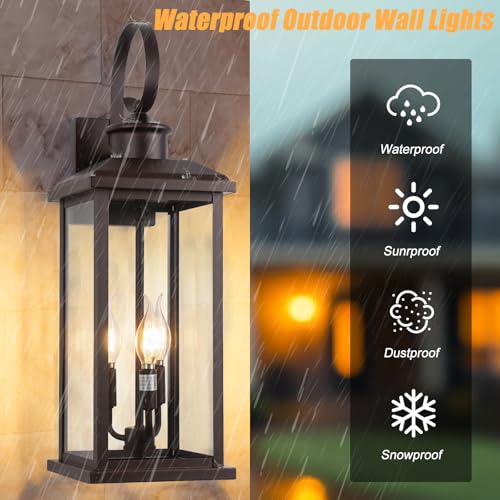 24 Inch 3 Light Bronze Outdoor Wall Light Oil (Bronze / No Sensor)