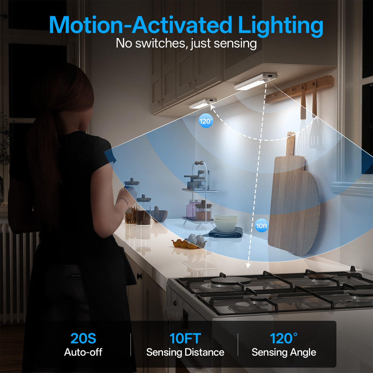 Under Cabinet Lighting Wireless (White - 8inch - 2 Pack)